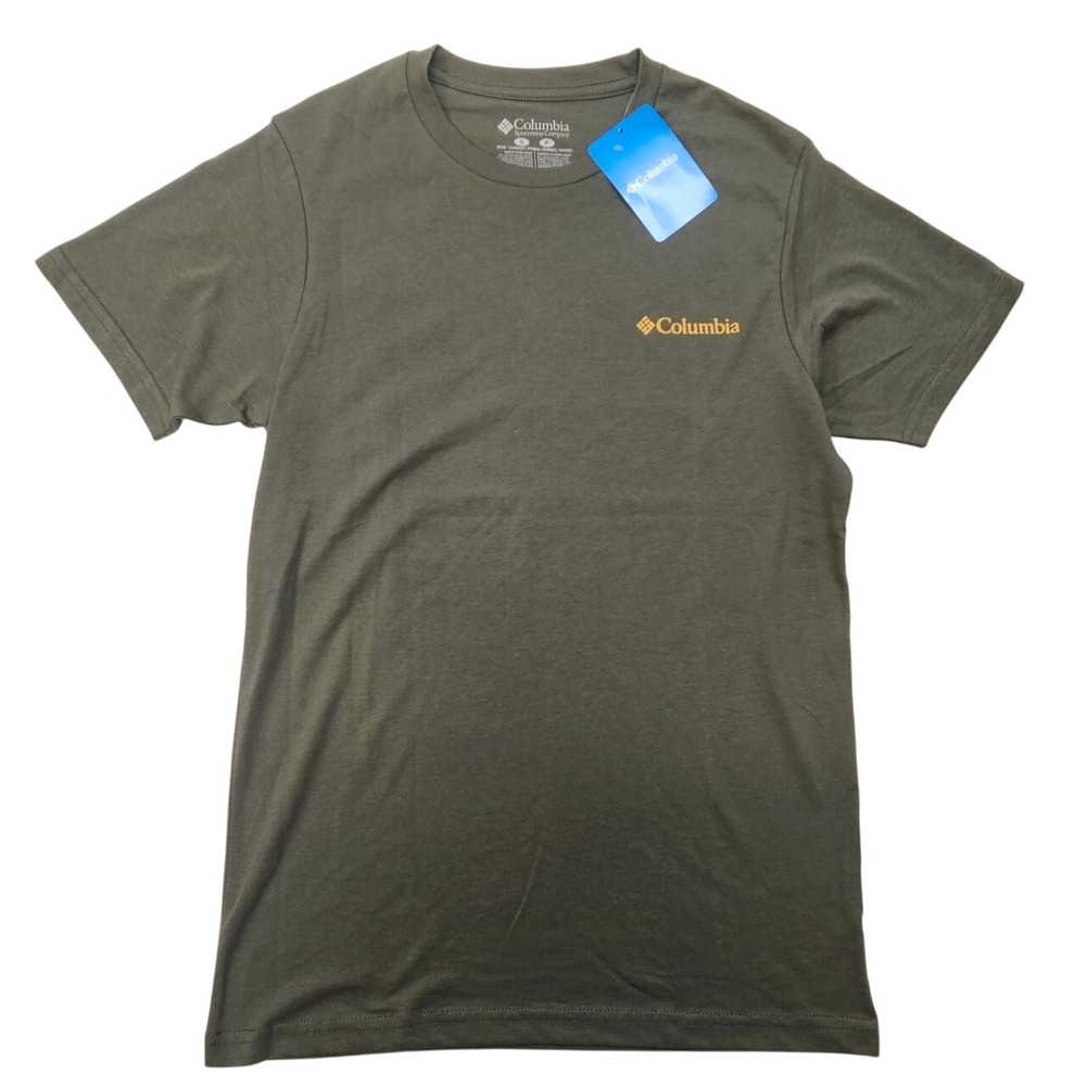 Columbia Sportswear Mens TShirt Green Graphic Mountain Logo‎ Short Sleeve Size S